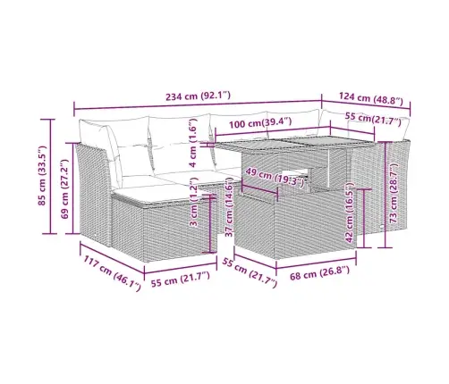 7-Osaline Aiadiivani Komplekt Patjadega, Hall, Polürotang