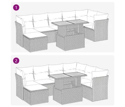 8-Osaline Aiadiivani Komplekt Patjadega, Beež, Polürotang