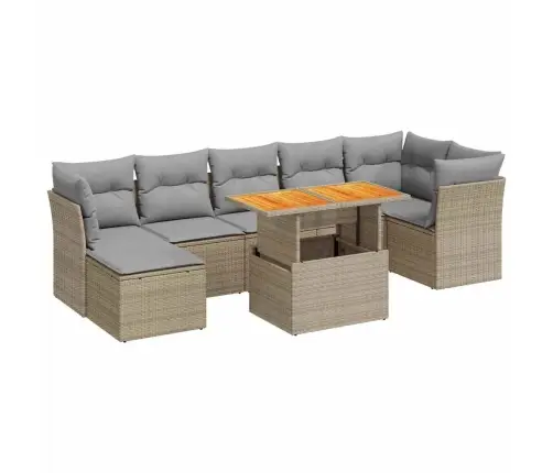 8-Osaline Aiadiivani Komplekt Patjadega, Beež, Polürotang