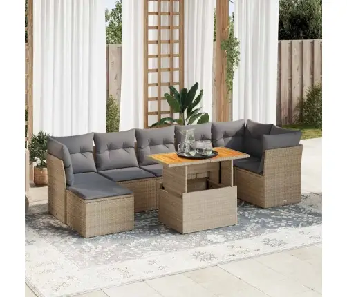 8-Osaline Aiadiivani Komplekt Patjadega, Beež, Polürotang