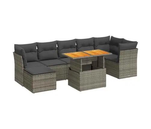 Sodo Komplektas Su Pagalvėlėmis, 8 Dalių, Pilkas, Poliratanas