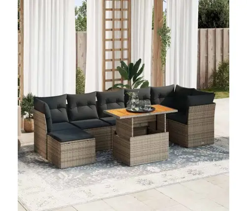 Sodo Komplektas Su Pagalvėlėmis, 8 Dalių, Pilkas, Poliratanas