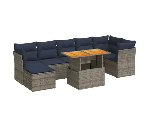 8-Daļīgs Dārza Dīvāna Komplekts Ar Matračiem, Pelēks Pe Pinums Vidaxl