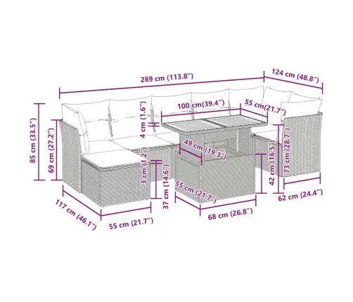 9-Daļīgs Dārza Dīvāna Komplekts, Matrači, Melna Pe Rotangpalma Vidaxl
