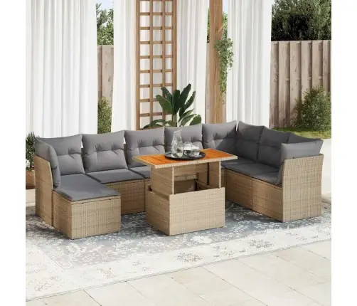 9-Osaline Aiadiivani Komplekt Patjadega, Beež, Polürotang