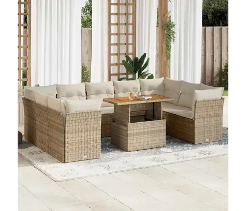 10-Osaline Aiadiivani Komplekt Patjadega, Beež, Polürotang