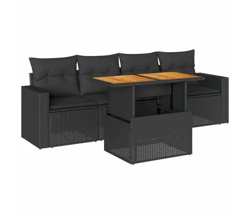 Sodo Komplektas Su Pagalvėlėmis, 5 Dalių, Juodas, Poliratanas