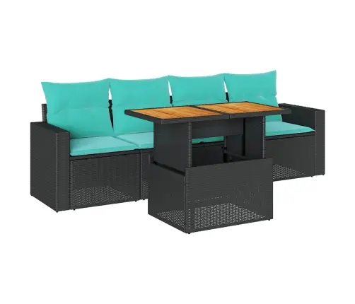 5-Daļīgs Dārza Dīvāna Komplekts Ar Matračiem, Pe Rotangpalma Vidaxl