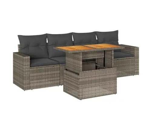 Sofos Komplektas Su Pagalvėlėmis, 5 Dalių, Pilkas, Poliratanas