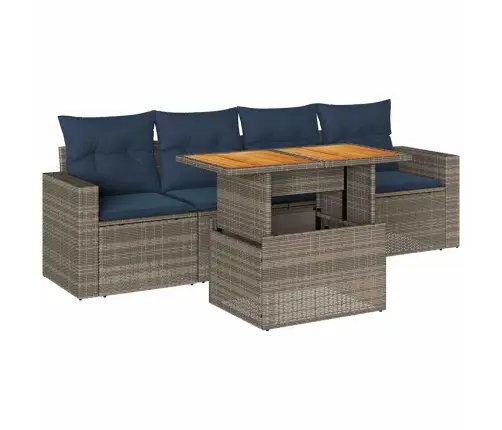 5-Daļīgs Dārza Dīvāna Komplekts Ar Matračiem, Pelēks Pe Pinums Vidaxl