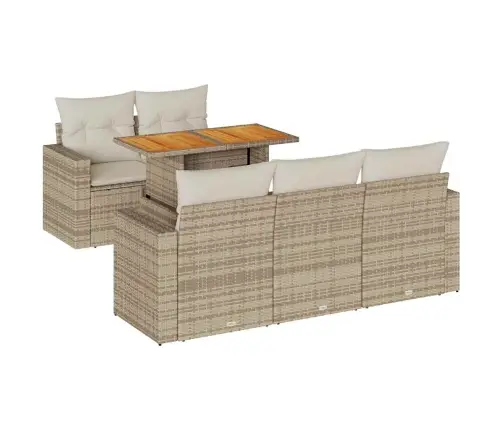 6-Daļīgs Dārza Dīvāna Komplekts, Matrači, Bēša Pe Rotangpalma Vidaxl