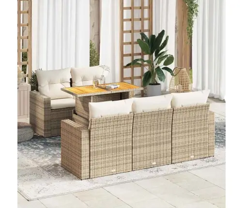 6-Daļīgs Dārza Dīvāna Komplekts, Matrači, Bēša Pe Rotangpalma Vidaxl