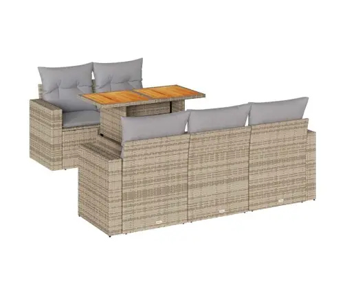 6-Daļīgs Dārza Dīvāna Komplekts, Matrači, Bēša Pe Rotangpalma Vidaxl