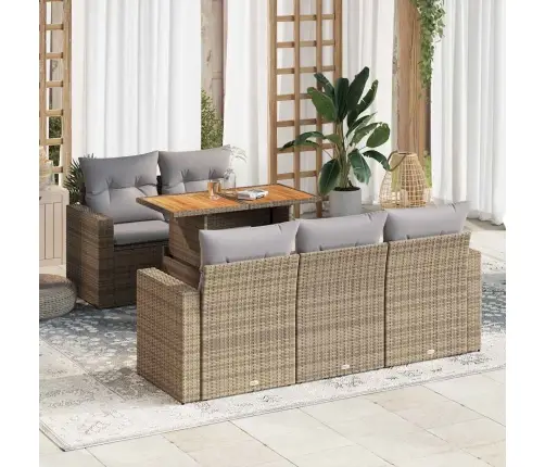 6-Daļīgs Dārza Dīvāna Komplekts, Matrači, Bēša Pe Rotangpalma Vidaxl