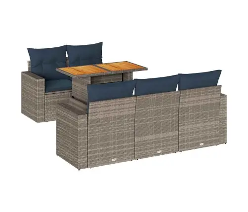 6-Daļīgs Dārza Dīvāna Komplekts Ar Matračiem, Pelēks Pe Pinums Vidaxl