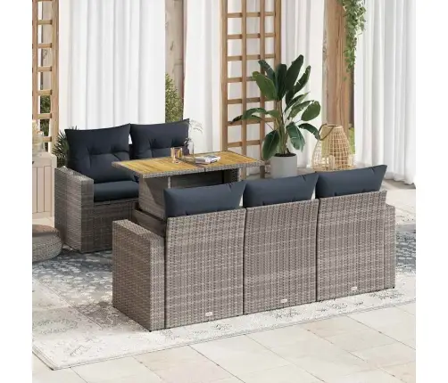 6-Daļīgs Dārza Dīvāna Komplekts Ar Matračiem, Pelēks Pe Pinums Vidaxl