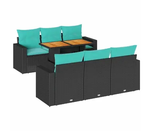 7-Daļīgs Dārza Dīvāna Komplekts Ar Matračiem, Melna Pe Vidaxl