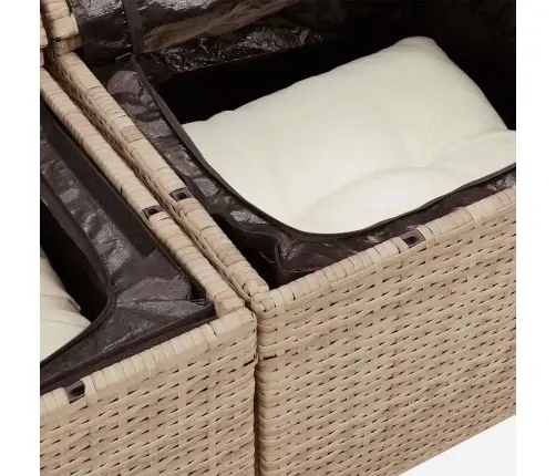 7-Daļīgs Dārza Dīvāna Komplekts, Matrači, Bēša Pe Rotangpalma Vidaxl