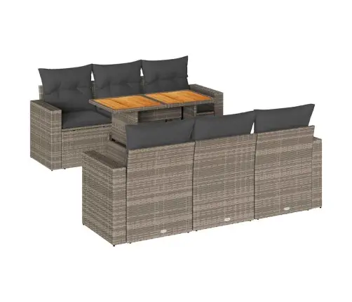 7-Daļīgs Dārza Dīvāna Komplekts, Matrači, Pelēka Pe Rotangpalma Vidaxl
