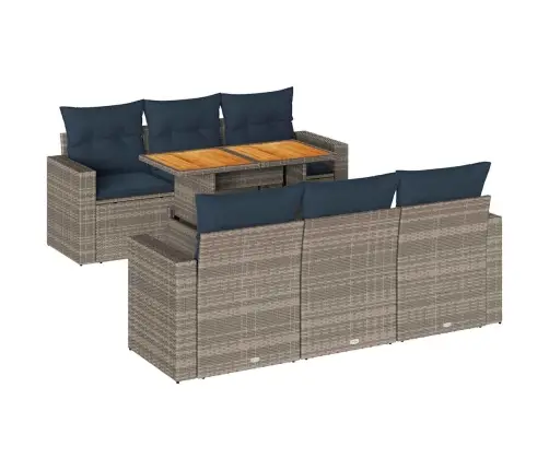 7-Daļīgs Dārza Dīvāna Komplekts, Matrači, Pelēka Pe Rotangpalma Vidaxl