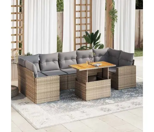 8-Osaline Aiadiivani Komplekt Patjadega, Beež, Polürotang