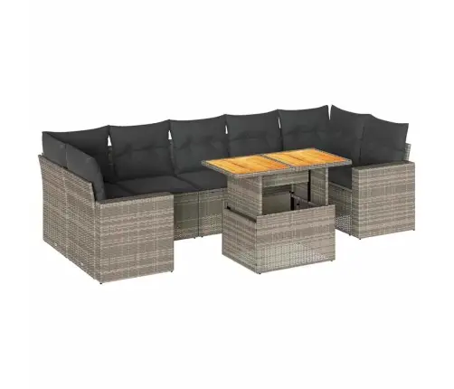 Sodo Komplektas Su Pagalvėlėmis, 8 Dalių, Pilkas, Poliratanas