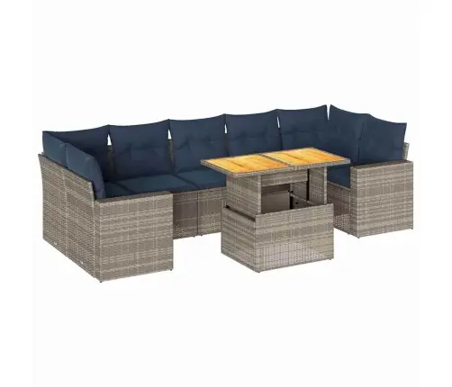 Sodo Komplektas Su Pagalvėlėmis, 8 Dalių, Pilkas, Poliratanas