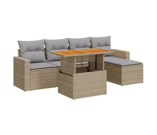 Sofos Komplektas Su Pagalvėlėmis, 6 Dalių, Smėlio, Poliratanas