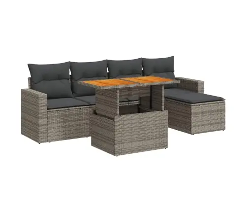 6-Daļīgs Dārza Dīvāna Komplekts Ar Matračiem, Pelēks Pe Pinums Vidaxl