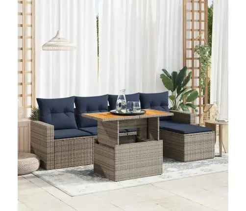 6-Daļīgs Dārza Dīvāna Komplekts Ar Matračiem, Pelēks Pe Pinums Vidaxl