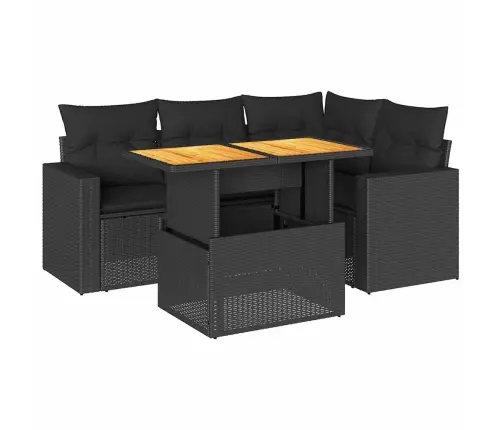 Sodo Komplektas Su Pagalvėlėmis, 5 Dalių, Juodas, Poliratanas