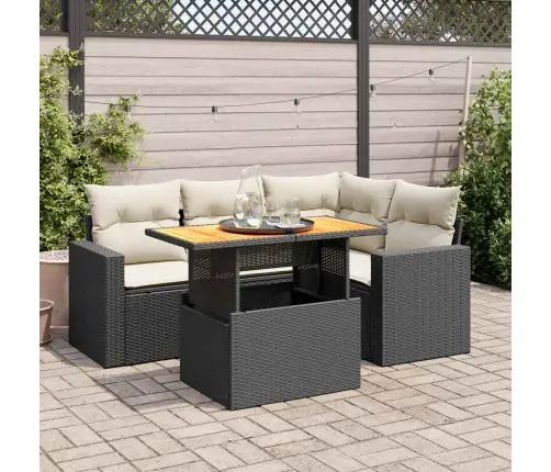 5-Daļīgs Dārza Dīvāna Komplekts Ar Matračiem, Pe Rotangpalma Vidaxl