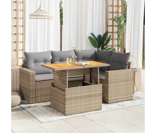 5-Osaline Aiadiivani Komplekt Patjadega, Beež, Polürotang