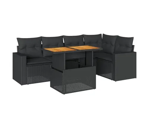 6-Daļīgs Dārza Dīvāna Komplekts, Matrači, Melna Pe Rotanpalma Vidaxl