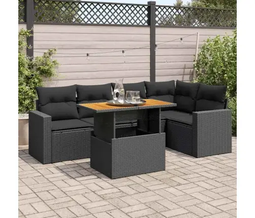 6-Daļīgs Dārza Dīvāna Komplekts, Matrači, Melna Pe Rotanpalma Vidaxl