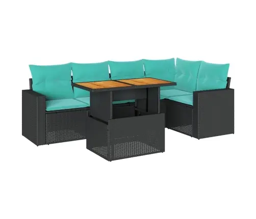 6-Daļīgs Dārza Dīvāna Komplekts, Matrači, Melna Pe Rotanpalma Vidaxl