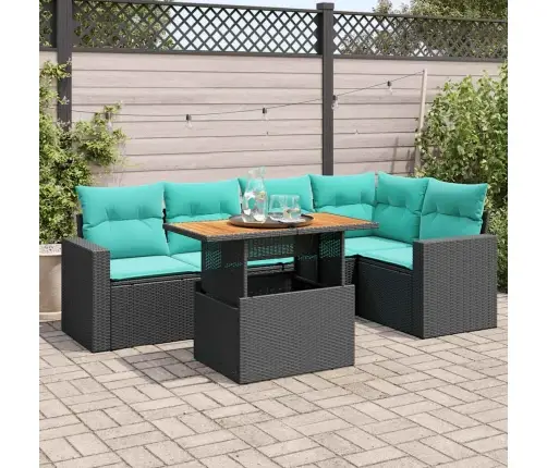 6-Daļīgs Dārza Dīvāna Komplekts, Matrači, Melna Pe Rotanpalma Vidaxl