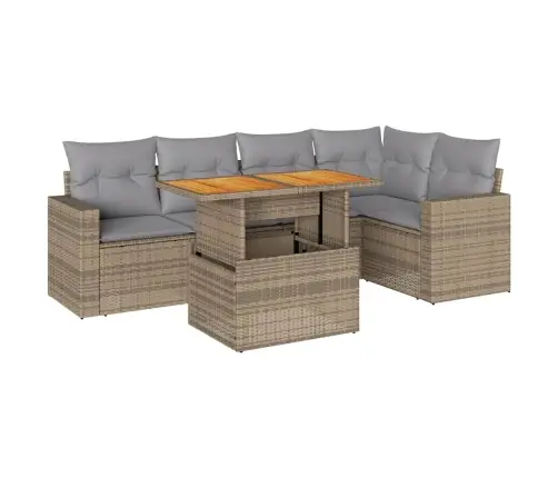 6-Daļīgs Dārza Dīvāna Komplekts, Matrači, Bēša Pe Rotangpalma Vidaxl