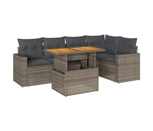 6-Daļīgs Dārza Dīvāna Komplekts Ar Matračiem, Pelēks Pe Pinums Vidaxl