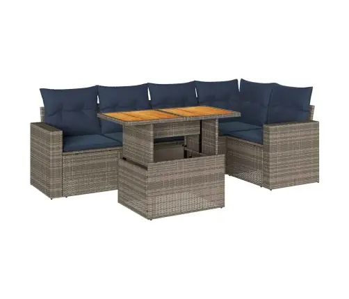 6-Daļīgs Dārza Dīvāna Komplekts Ar Matračiem, Pelēks Pe Pinums Vidaxl