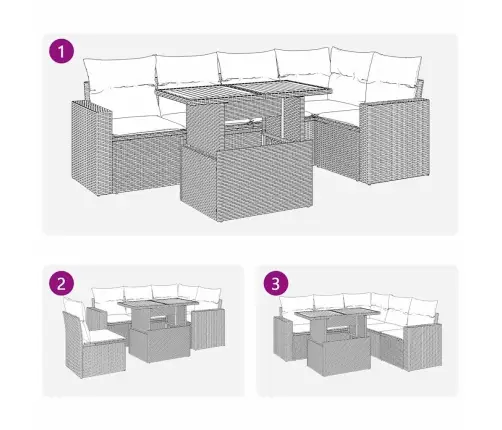 6-Daļīgs Dārza Dīvāna Komplekts Ar Matračiem, Pelēks Pe Pinums Vidaxl