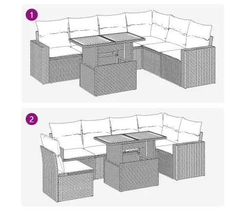 7-Osaline Aiadiivani Komplekt Patjadega, Must, Polürotang