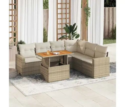 7-Osaline Aiadiivani Komplekt Patjadega, Beež, Polürotang