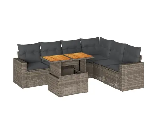 7-Daļīgs Dārza Dīvāna Komplekts, Matrači, Pelēka Pe Rotangpalma Vidaxl