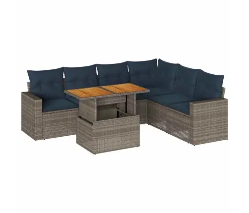 7-Daļīgs Dārza Dīvāna Komplekts, Matrači, Pelēka Pe Rotangpalma Vidaxl