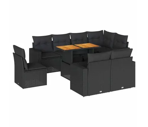 9-Daļīgs Dārza Dīvāna Komplekts, Matrači, Melna Pe Rotangpalma Vidaxl