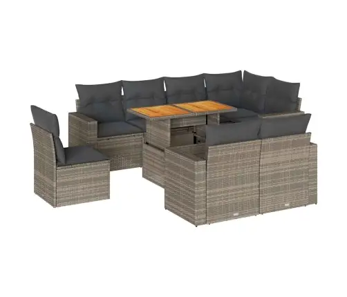 Sofos Komplektas Su Pagalvėlėmis, 9 Dalių, Pilkas, Poliratanas