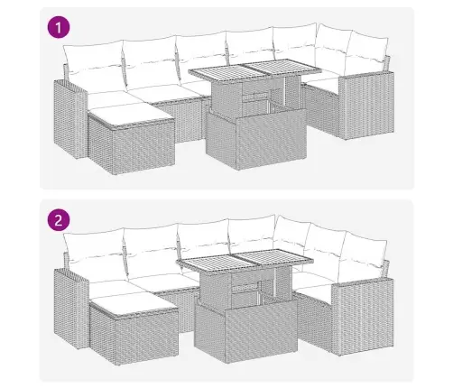 8-Daļīgs Dārza Dīvāna Komplekts, Matrači, Bēša Pe Rotangpalma Vidaxl