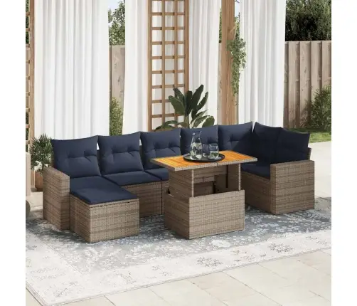 Sodo Komplektas Su Pagalvėlėmis, 8 Dalių, Pilkas, Poliratanas