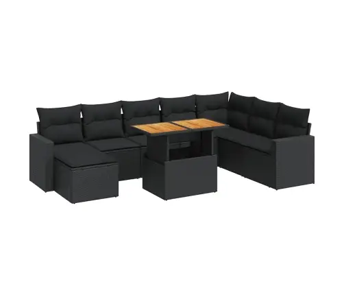 Sodo Komplektas Su Pagalvėlėmis, 9 Dalių, Juodas, Poliratanas